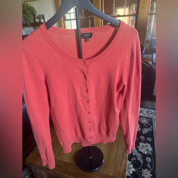 Talbots Sweaters - Talbots Pima Cotton Button Front Cardigan Sweater Coral XS